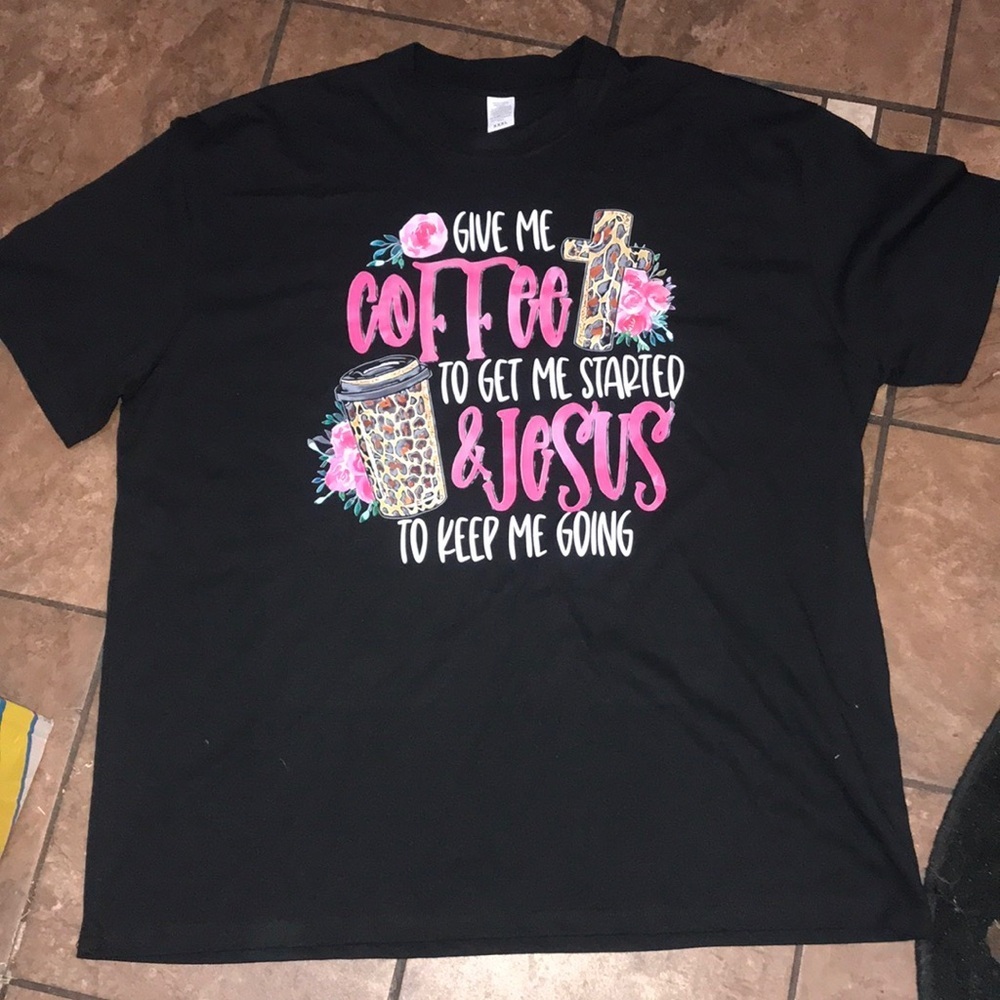 NWOT Women’s Tee with Coffee & Jesus Design